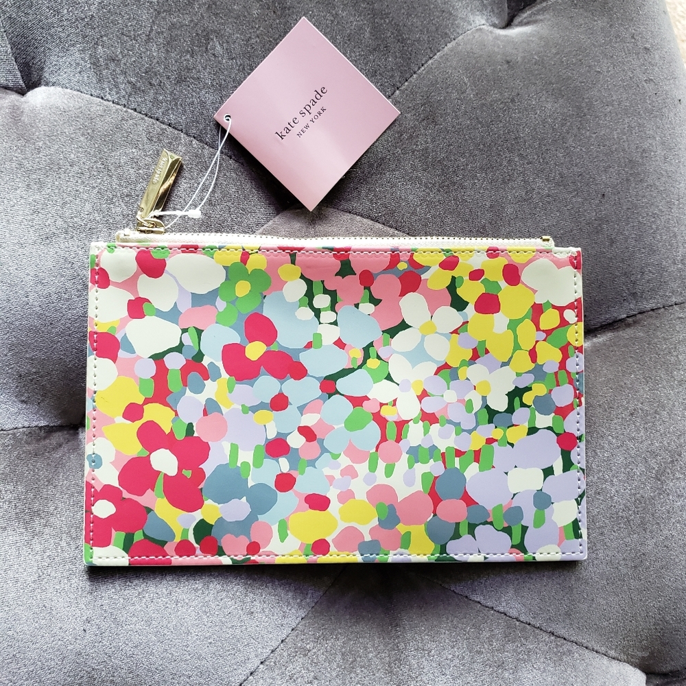 KATE SPADE NEW YORK FLORAL DOT PENCIL POUCH CLUTCH new